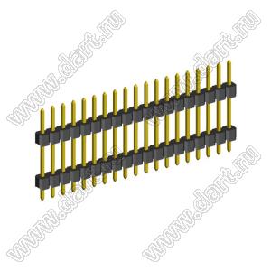 2210DI-19G-H15-2660 вилка открытая прямая с двойным изолятором однорядная на плату для монтажа в отверстия; P 2,0мм; 19-конт.