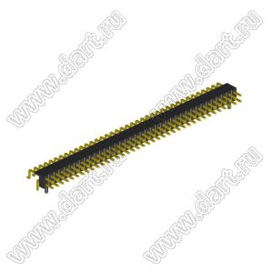 2208R-76G-A60632-PG вилка открытая угловая двухрядная с направляющими на плату для монтажа в отверстия и SMD; шаг 2,00 x 2,00 мм; (2x38) конт.