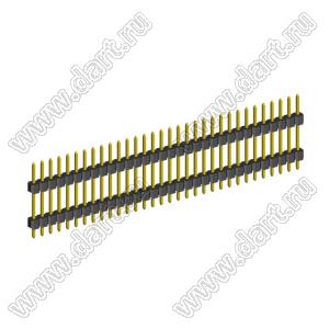 2210DI-32G-1200 (PLH2-32) вилка открытая прямая с двойным изолятором однорядная на плату для монтажа в отверстия, шаг 2,00 мм, L=12,0 мм, 32 конт.