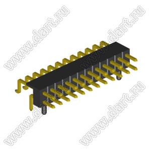 2208R-24G-A60632-PG вилка открытая угловая двухрядная с направляющими на плату для монтажа в отверстия и SMD; шаг 2,00 x 2,00 мм; (2x12) конт.