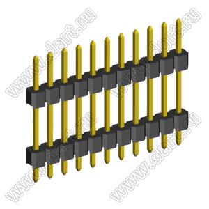 2210DI-11G-H15-2660 вилка открытая прямая с двойным изолятором однорядная на плату для монтажа в отверстия; P 2,0мм; 11-конт.