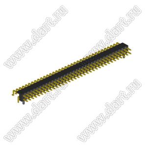 2208R-70G-A60632-PG вилка открытая угловая двухрядная с направляющими на плату для монтажа в отверстия и SMD; шаг 2,00 x 2,00 мм; (2x35) конт.