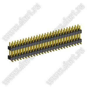 2208SMDI-52G-3090 (PLHD2-52SMD) вилка прямая двухрядная с двойным изолятором А=3мм., В=9мм., шаг 2,0 мм, 2х26 конт.