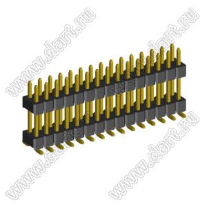 2208SMDI-30G-3090 (PLHD2-30SMD) вилка прямая двухрядная с двойным изолятором А=3мм., В=9мм., шаг 2,0 мм, 2х15 конт.