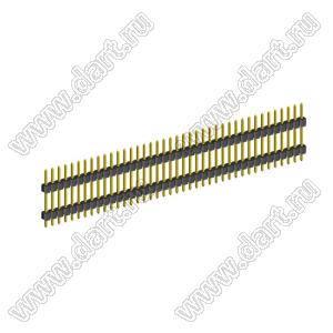2210DI-40G-1200 (PLH2-40) вилка открытая прямая с двойным изолятором однорядная на плату для монтажа в отверстия, шаг 2,00 мм, L=12,0 мм, 40 конт.