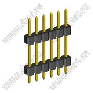 2210DI-06G-H15-2660 вилка открытая прямая с двойным изолятором однорядная на плату для монтажа в отверстия; P 2,0мм; 6-конт.