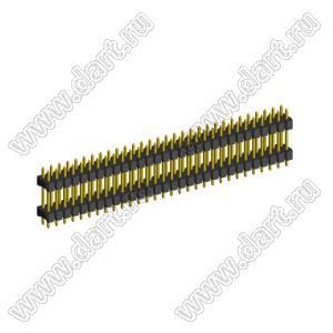 2208DI-60G-2400 (2x30) вилка открытая прямая двухрядная с двойным изолятором на плату для монтажа в отверстия, шаг 2,00 x 2,00 мм, А=2мм, В=18мм, С=4мм, 2х30 конт.
