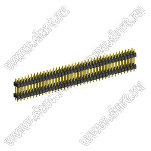 2208DI-76G-2400 (2x38) вилка открытая прямая двухрядная с двойным изолятором на плату для монтажа в отверстия, шаг 2,00 x 2,00 мм, А=2мм, В=18мм, С=4мм, 2х38 конт.