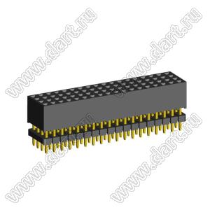 1999SDI-072G-935 розетка прямая четырехрядная с двойным изолятором (гнездо) на плату для монтажа в отверстия, шаг 2,00 x 2,00 мм А=3,8мм, В=9,35мм, 4х18 конт.