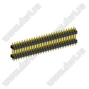 2208DI-52G-2400 (2x26) вилка открытая прямая двухрядная с двойным изолятором на плату для монтажа в отверстия, шаг 2,00 x 2,00 мм, А=2мм, В=18мм, С=4мм, 2х26 конт.