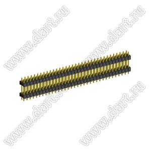 2208DI-68G-2400 (2x34) вилка открытая прямая двухрядная с двойным изолятором на плату для монтажа в отверстия, шаг 2,00 x 2,00 мм, А=2мм, В=18мм, С=4мм, 2х34 конт.