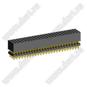1999SDI-100G-935 розетка прямая четырехрядная с двойным изолятором (гнездо) на плату для монтажа в отверстия, шаг 2,00 x 2,00 мм А=3,8мм, В=9,35мм, 4х25 конт.