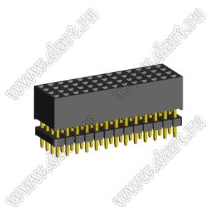 1999SDI-052G-935 розетка прямая четырехрядная с двойным изолятором (гнездо) на плату для монтажа в отверстия, шаг 2,00 x 2,00 мм А=3,8мм, В=9,35мм, 4х13 конт.