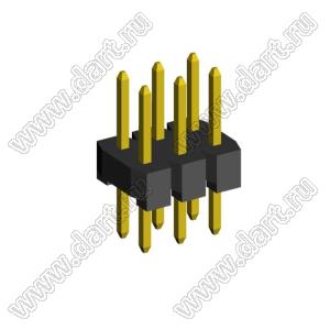 2208S-06G-H15 (PLD2-06) вилка прямая двухрядная, шаг 2,0 мм, 2х3 конт.