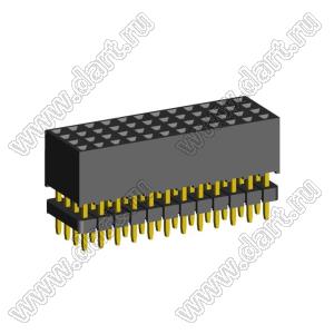 1999SDI-048G-935 розетка прямая четырехрядная с двойным изолятором (гнездо) на плату для монтажа в отверстия, шаг 2,00 x 2,00 мм А=3,8мм, В=9,35мм, 4х12 конт.