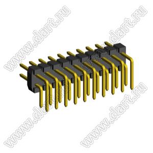 2208R-20G (PLD2-20R) вилка угловая двухрядная, шаг 2,0 мм, 2х10 конт.