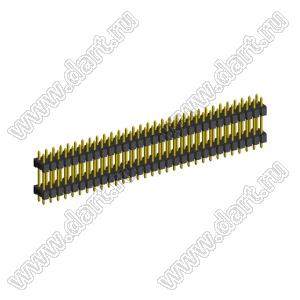 2208DI-62G-2400 (2x31) вилка открытая прямая двухрядная с двойным изолятором на плату для монтажа в отверстия, шаг 2,00 x 2,00 мм, А=2мм, В=18мм, С=4мм, 2х31 конт.