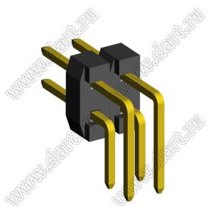 2208R-04G (PLD2-04R) вилка угловая двухрядная, шаг 2,0 мм, 2х2 конт.
