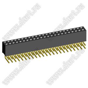 2214R-46G-85 (PBD-46R) розетка двухрядная угловая (гнездо) на плату для монтажа в отверстия, высота изолятора 8,5 мм; шаг 2,54 x 2,54 мм, 2х23 конт.