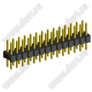 2208S-28G-H15 (PLD2-28) вилка прямая двухрядная, шаг 2,0 мм, 2х14 конт.