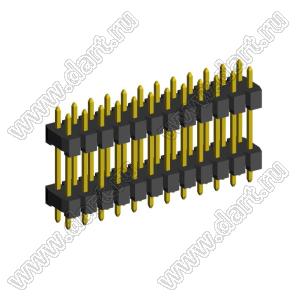 2208DI-24G-2400 (2x12) вилка открытая прямая двухрядная с двойным изолятором на плату для монтажа в отверстия, шаг 2,00 x 2,00 мм, А=2мм, В=18мм, С=4мм, 2х12 конт.