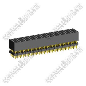 1999SDI-096G-935 розетка прямая четырехрядная с двойным изолятором (гнездо) на плату для монтажа в отверстия, шаг 2,00 x 2,00 мм А=3,8мм, В=9,35мм, 4х24 конт.