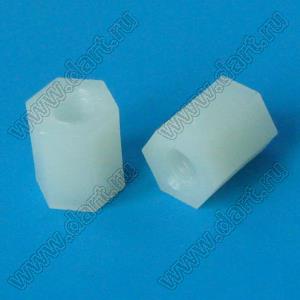 HTP-409 (HP4-9) cтойка шестигранная с внутренней резьбой; M4; L=9,0мм; нейлон-66; цвет натуральный