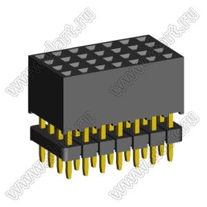1999SDI-028G-935 розетка прямая четырехрядная с двойным изолятором (гнездо) на плату для монтажа в отверстия, шаг 2,00 x 2,00 мм А=3,8мм, В=9,35мм, 4х7 конт.