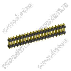 2208DI-72G-2400 (2x36) вилка открытая прямая двухрядная с двойным изолятором на плату для монтажа в отверстия, шаг 2,00 x 2,00 мм, А=2мм, В=18мм, С=4мм, 2х36 конт.