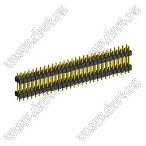 2208DI-58G-2400 (2x29) вилка открытая прямая двухрядная с двойным изолятором на плату для монтажа в отверстия, шаг 2,00 x 2,00 мм, А=2мм, В=18мм, С=4мм, 2х29 конт.