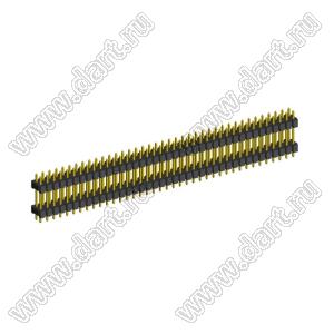 2208DI-78G-2400 (2x39) вилка открытая прямая двухрядная с двойным изолятором на плату для монтажа в отверстия, шаг 2,00 x 2,00 мм, А=2мм, В=18мм, С=4мм, 2х39 конт.