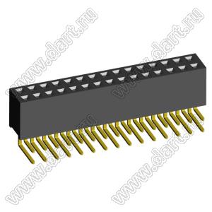 2214R-30G-85 (PBD-30R) розетка двухрядная угловая (гнездо) на плату для монтажа в отверстия, высота изолятора 8,5 мм; шаг 2,54 x 2,54 мм, 2х15 конт.