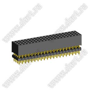 1999SDI-080G-935 розетка прямая четырехрядная с двойным изолятором (гнездо) на плату для монтажа в отверстия, шаг 2,00 x 2,00 мм А=3,8мм, В=9,35мм, 4х20 конт.