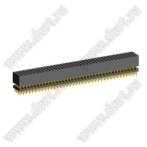 1999SDI-152G-935 розетка прямая четырехрядная с двойным изолятором (гнездо) на плату для монтажа в отверстия, шаг 2,00 x 2,00 мм А=3,8мм, В=9,35мм, 4х38 конт.