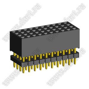 1999SDI-040G-935 розетка прямая четырехрядная с двойным изолятором (гнездо) на плату для монтажа в отверстия, шаг 2,00 x 2,00 мм А=3,8мм, В=9,35мм, 4х10 конт.