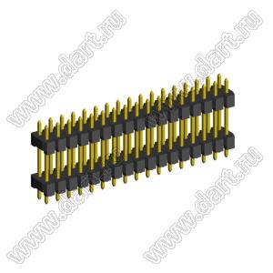 2208DI-34G-2400 (2x17) вилка открытая прямая двухрядная с двойным изолятором на плату для монтажа в отверстия, шаг 2,00 x 2,00 мм, А=2мм, В=18мм, С=4мм, 2х17 конт.