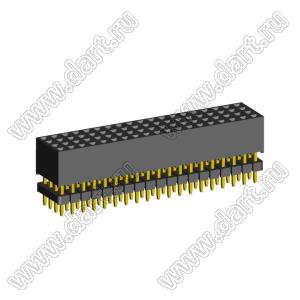 1999SDI-076G-935 розетка прямая четырехрядная с двойным изолятором (гнездо) на плату для монтажа в отверстия, шаг 2,00 x 2,00 мм А=3,8мм, В=9,35мм, 4х19 конт.