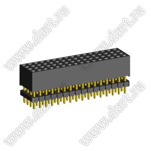 1999SDI-064G-935 розетка прямая четырехрядная с двойным изолятором (гнездо) на плату для монтажа в отверстия, шаг 2,00 x 2,00 мм А=3,8мм, В=9,35мм, 4х16 конт.