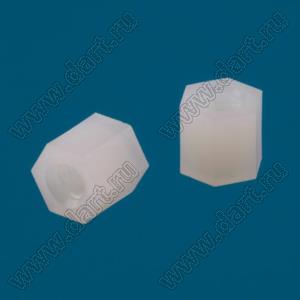 HTP-407 (HP4-7) cтойка шестигранная с внутренней резьбой; M4; L=7,0мм; нейлон-66; цвет натуральный