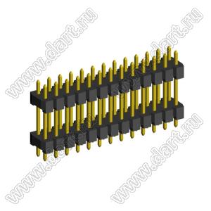 2208DI-26G-3750 (2x13) вилка открытая прямая двухрядная с двойным изолятором на плату для монтажа в отверстия, шаг 2,00 x 2,00 мм, А=2.8мм, C=4мм, D=37,5мм, 2х13 конт.