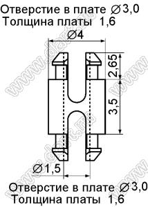 SSDU1-3.5 фиксатор платы с двумя защелками; dп=3,0мм; s=1,6мм; d отв.=3,0мм; t=1,6мм; нейлон-66 (UL); натуральный