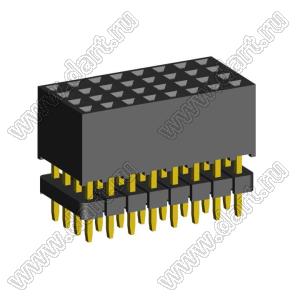 1999SDI-032G-935 розетка прямая четырехрядная с двойным изолятором (гнездо) на плату для монтажа в отверстия, шаг 2,00 x 2,00 мм А=3,8мм, В=9,35мм, 4х8 конт.