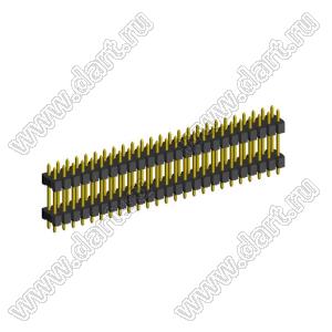 2208DI-50G-2400 (2x25) вилка открытая прямая двухрядная с двойным изолятором на плату для монтажа в отверстия, шаг 2,00 x 2,00 мм, А=2мм, В=18мм, С=4мм, 2х25 конт.
