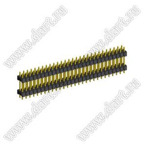 2208DI-56G-2400 (2x28) вилка открытая прямая двухрядная с двойным изолятором на плату для монтажа в отверстия, шаг 2,00 x 2,00 мм, А=2мм, В=18мм, С=4мм, 2х28 конт.