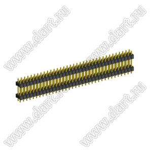 2208DI-70G-2400 (2x35) вилка открытая прямая двухрядная с двойным изолятором на плату для монтажа в отверстия, шаг 2,00 x 2,00 мм, А=2мм, В=18мм, С=4мм, 2х35 конт.
