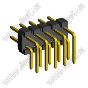 2208R-10G (PLD2-10R) вилка угловая двухрядная, шаг 2,0 мм, 2х5 конт.