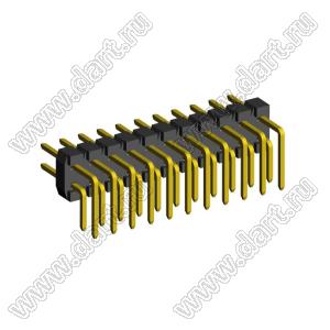 2208R-22G (PLD2-22R) вилка угловая двухрядная, шаг 2,0 мм, 2х11 конт.