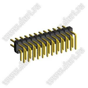 2208R-24G (PLD2-24R) вилка угловая двухрядная, шаг 2,0 мм, 2х12 конт.