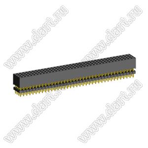 1999SDI-148G-935 розетка прямая четырехрядная с двойным изолятором (гнездо) на плату для монтажа в отверстия, шаг 2,00 x 2,00 мм А=3,8мм, В=9,35мм, 4х37 конт.