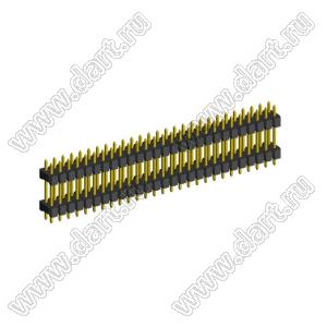 2208DI-54G-2400 (2x27) вилка открытая прямая двухрядная с двойным изолятором на плату для монтажа в отверстия, шаг 2,00 x 2,00 мм, А=2мм, В=18мм, С=4мм, 2х27 конт.